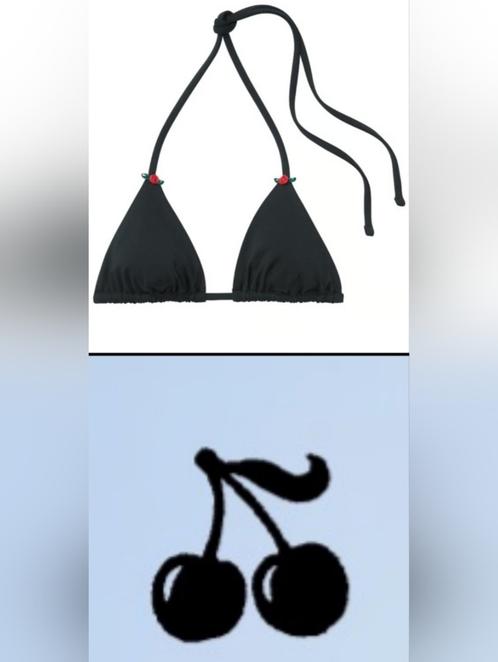 S M VS PINK By Frankies Bikinis Triangle Bikini Top Black